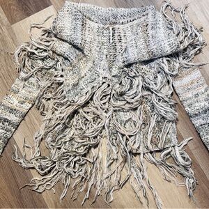 Free People Multicolor Fringed Sweater